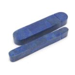 Two Islamic Lapis Lazuli and brass pen boxes, the largest 19cm wide :For Further Condition Reports
