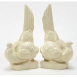 Pair of German Art Deco crackle glazed dove design bookends, each 23.5cm high :For Further Condition