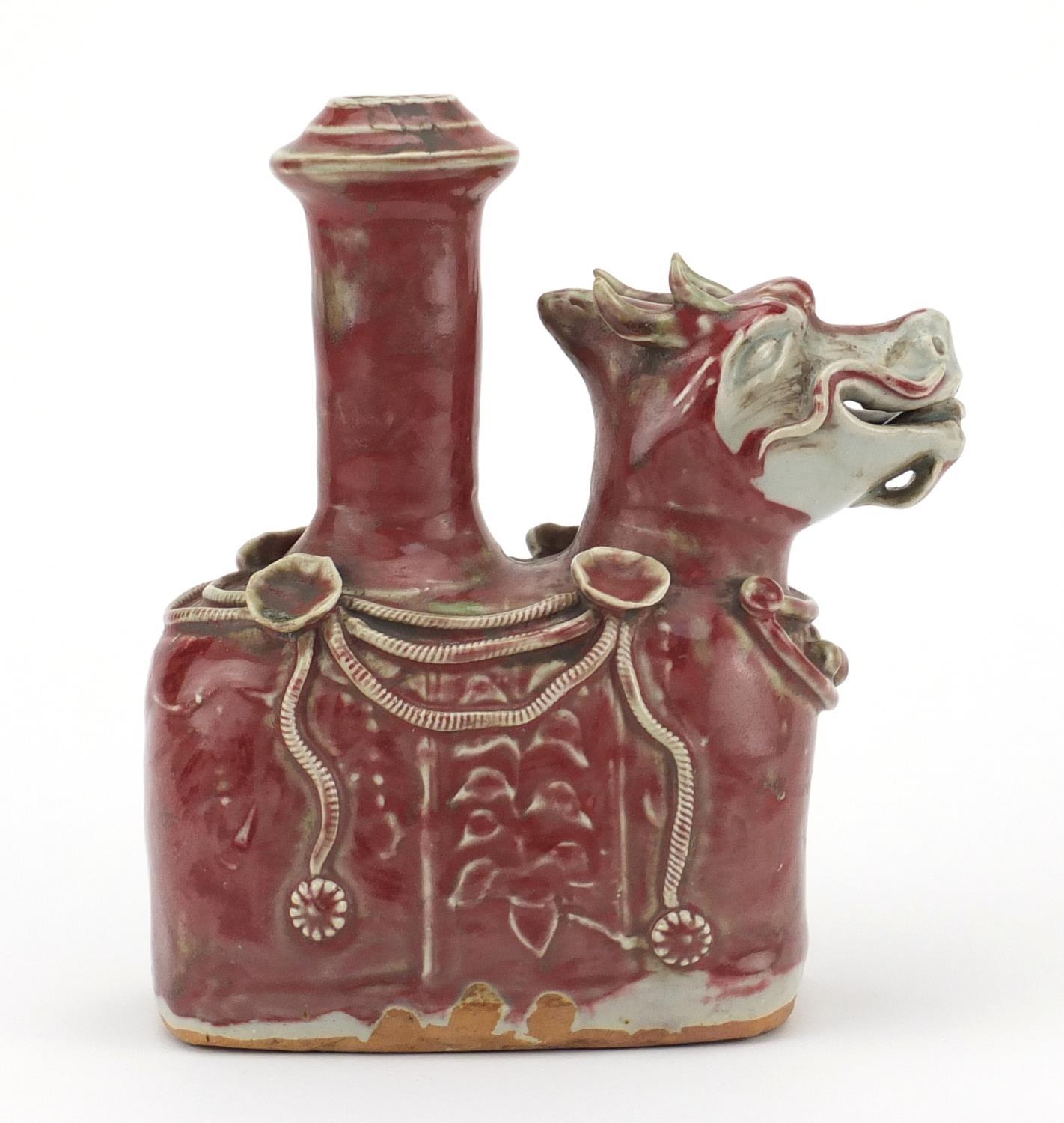 Chinese stoneware dragon vase, having a red and celadon glaze, 20.5cm high :For Further Condition - Image 4 of 7