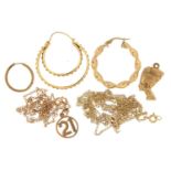 9ct gold jewellery including necklaces, earrings and pendants, 8.0g :For Further Condition Reports
