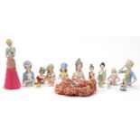 Sixteen Victorian half pin dolls including two birds and females, the largest 21cm high :For Further