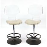 Pair of vintage Lucite breakfast stools, each 104cm high :For Further Condition Reports Please visit