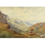 Elliott Henry Marten - The Rock Valley, Ilkley, Yorks, watercolour, mounted and framed, 49cm x 33.