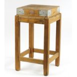 Vintage pine butcher's block with Jean Riviere metal plaque, 79cm H x 41cm w x 41cm D :For Further