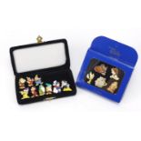 Set of enamelled Snow White & the Seven Dwarfs and Beauty and the beast badges :For Further