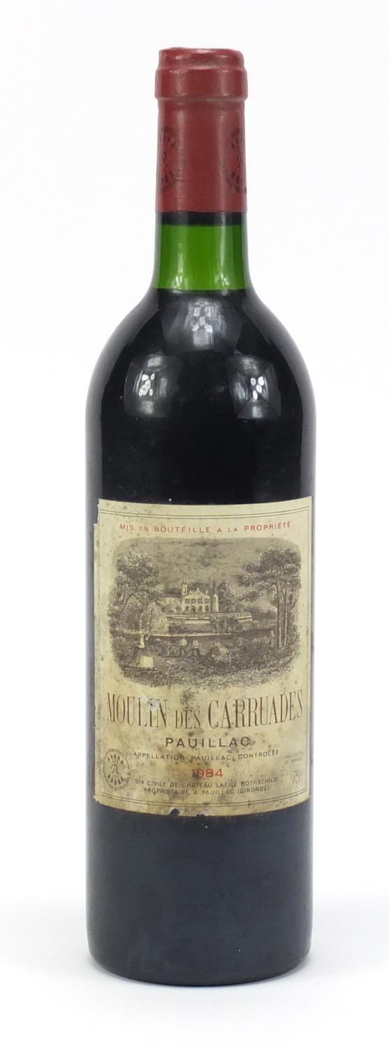 Bottle of 1984 Moulin des Carruades Rothschild Pauillac red wine :For Further Condition Reports