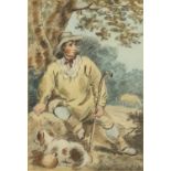 Attributed to George Morland - Shepherd Resting, 19th century mixed media, 25cm x 17cm :For