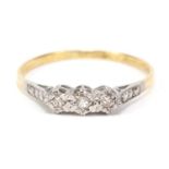 18ct gold diamond three stone ring, size W, 2.0g :For Further Condition Reports Please visit Our