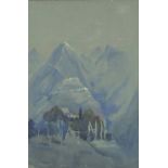 Evelyn Jane Rimington - Buildings on mountain tops, early 20th century signed heightened