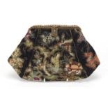 Chinese silk clutch bag embroidered with figure and flowers, 24cm wide :For Further Condition