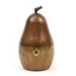 George III style fruit wood pear design tea caddy, 19cm high :For Further Condition Reports Please