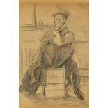 Manner of William Conor - Artist's model in a chair, Irish school pencil on paper, mounted and