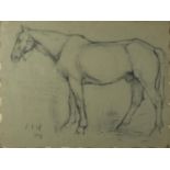 Horse study, charcoal on paper, bearing a monogram LTW, framed, 52cm x 39.5cm :For Further Condition