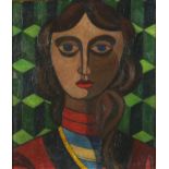 Manner of Malivich - Head and shoulders portrait of a female, Russian school, oil on board,