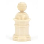 19th century carved ivory pot and cover, 10.5cm high :For Further Condition Reports Please visit Our