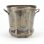 Art Nouveau silver painted ice bucket with twin handles, impression marks and numbered 5030 to the