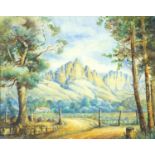 Reyburn - Jonkers Hock Valley, Stellenbosch, signed watercolour, mounted and framed, 40cm x 32cm :