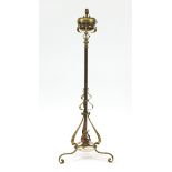 Victorian Messengers brass adjustable floor standing oil lamp, converted to electric use, 139cm high