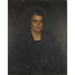 Kyril Vassilev - Bulgarian society woman, oil on canvas laid on board, inscribed label verso, 80cm x