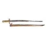 French miltary interest long bayonet with scabbard numbered 27172, 71cm in length :For Further