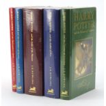 Five sealed Harry Potter deluxe edition hardback books, one with first edition label including The