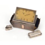 Rare Art Deco Alfred Dunhill silver compendium cigarette case, clock, lighter and ashtray by