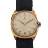 Vintage 9ct gold Tudor wristwatch with luminous hands, the case 29mm wide excluding the crown :For