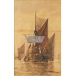 Richard Henry Nibbs - Ships on calm seas, late 19th century watercolour, mounted and framed, 44.