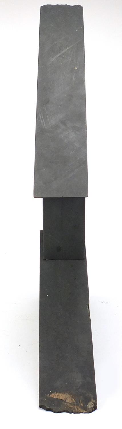 1970's carved black slate three piece sculpture by Victor Anton, 61cm high (PROVENANCE: Given - Image 2 of 5