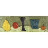 Manner of Morandi - Still life, oil onto board, framed, 53.5cm x 18cm :For Further Condition Reports