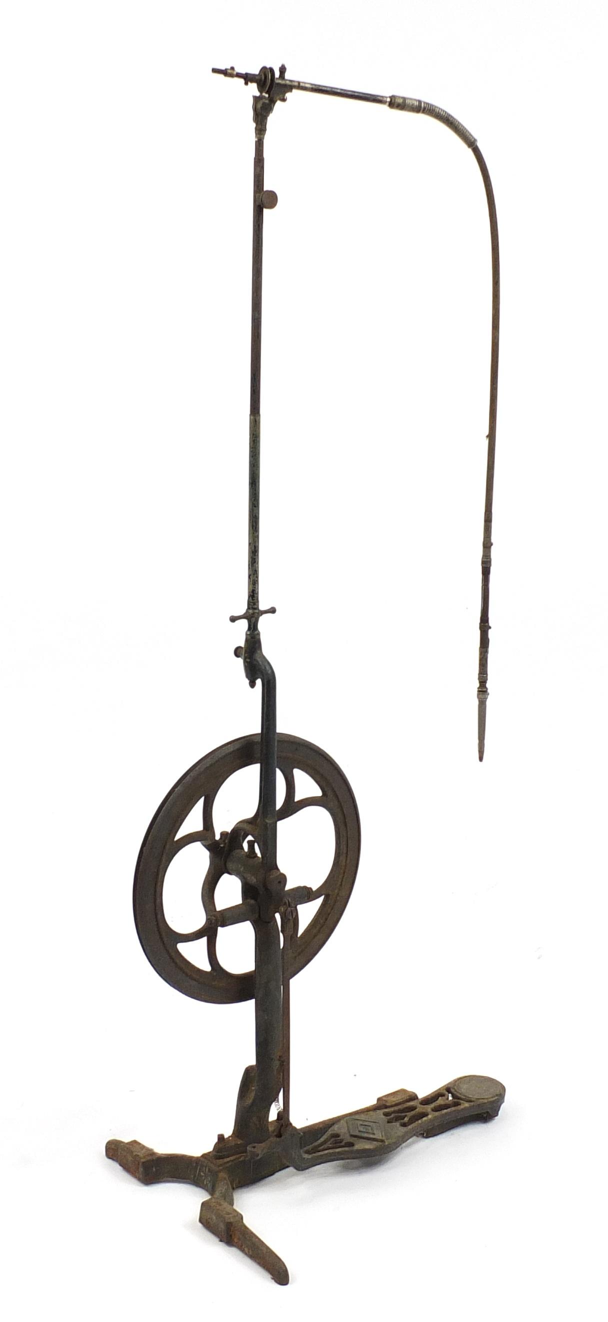 Antique dentists treadle drill with cast iron base, 128cm high :For Further Condition Reports Please - Image 2 of 5