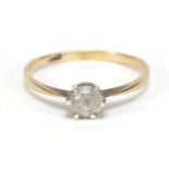 18ct gold diamond solitaire ring, size R, 1.4g :For Further Condition Reports Please visit Our