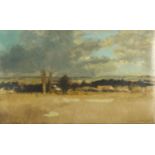 Manner of Lusten O'Briem - Rural landscape, oil on canvas, unframed, 61cm x 38.5cm :For Further