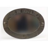 Arts and Crafts Look But Linger Not copper wall mirror, 62cm x 46cm :For Further Condition Reports