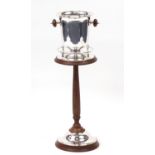 Contemporary silver plated champagne bucket on stand, 78cm high :For Further Condition Reports