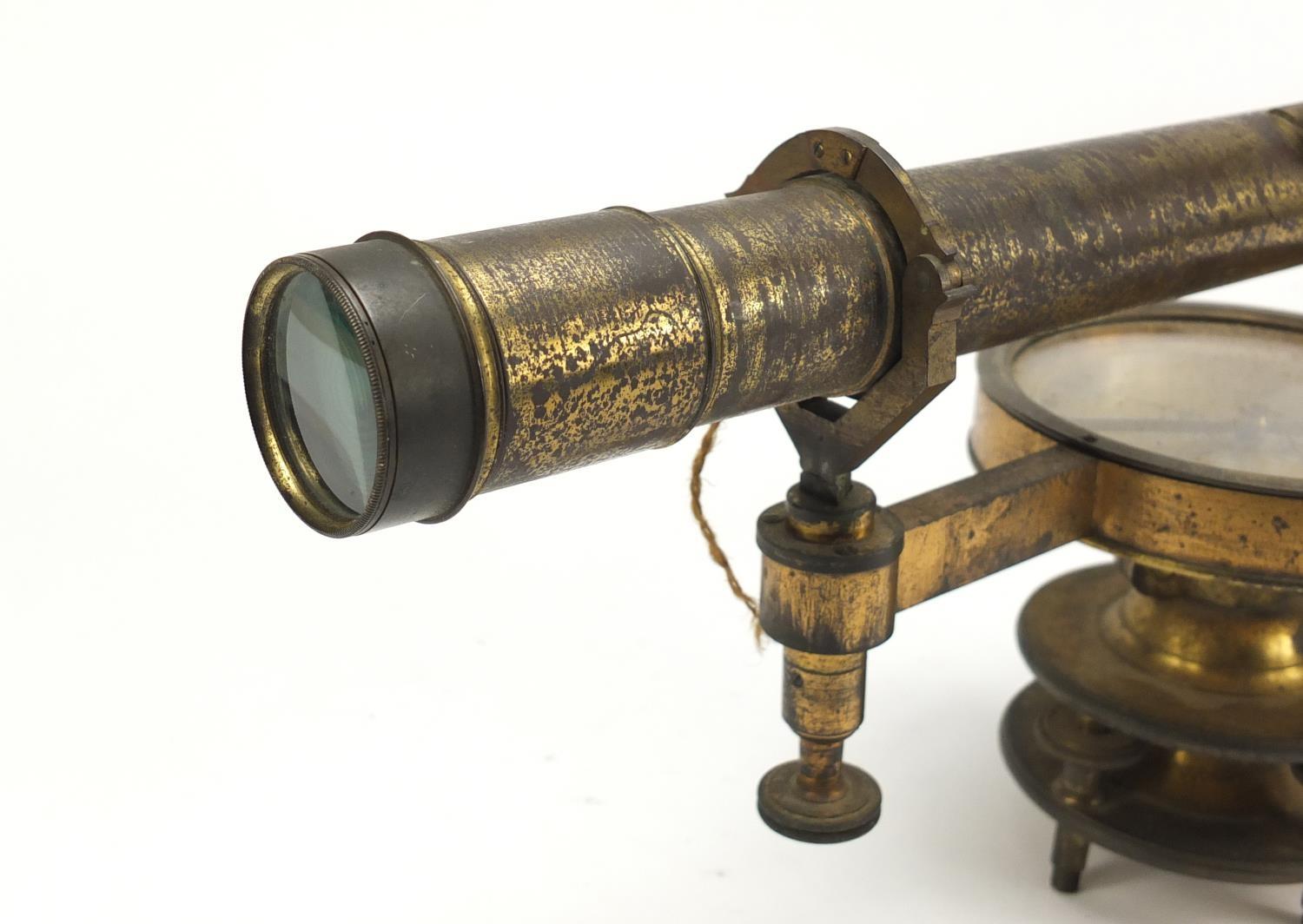 Early Victorian brass surveying instrument with silvered compass by Worthington & Allan of London - Image 2 of 8