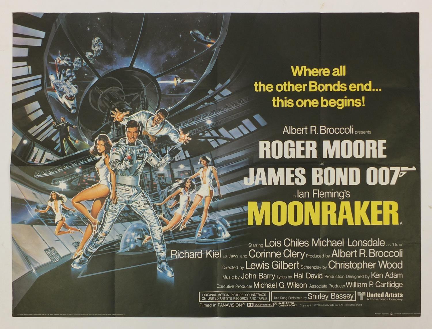 Vintage James Bond 007 Moonraker UK quad film poster, printed by Lonsdale & Batholomew 1979, 101.5cm
