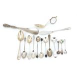 Victorian and later silver flatware including teaspoons, a caddy spoon and shoehorn, various