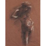 Manner of Bardon - Standing nude female, pastel, mounted and framed, 30cm x 22cm :For Further