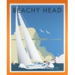 Beachy Head, contemporary Pop art style pencil signed print bearing an indistinct signature, mounted