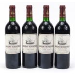 Four bottles of 1995 Chateau Beychevelle Saint-Julien red wine :For Further Condition Reports Please