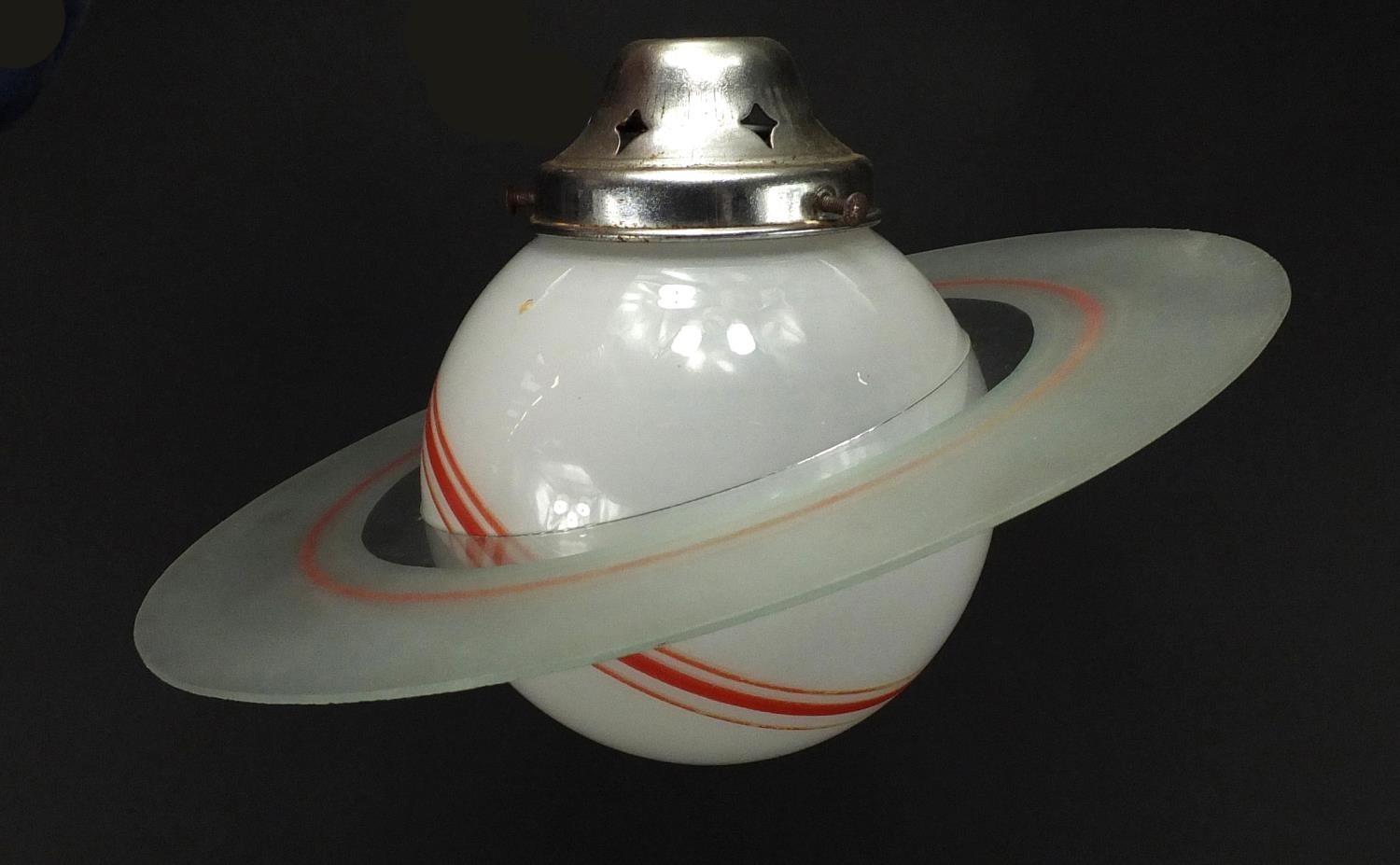 Vintage Saturn glass light fitting, 30cm in diameter :For Further Condition Reports Please visit Our