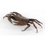 Japanese patinated bronze crab, 12cm wide :For Further Condition Reports Please visit Our Website,