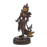 Tibetan patinated bronze deity, 29cm high :For Further Condition Reports Please visit Our Website,