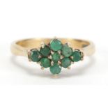 9ct gold emerald cluster ring, size P, 3.0g :For Further Condition Reports Please visit Our Website,