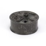 18th century pewter combination inkwell and sander, 10cm in diameter :For Further Condition