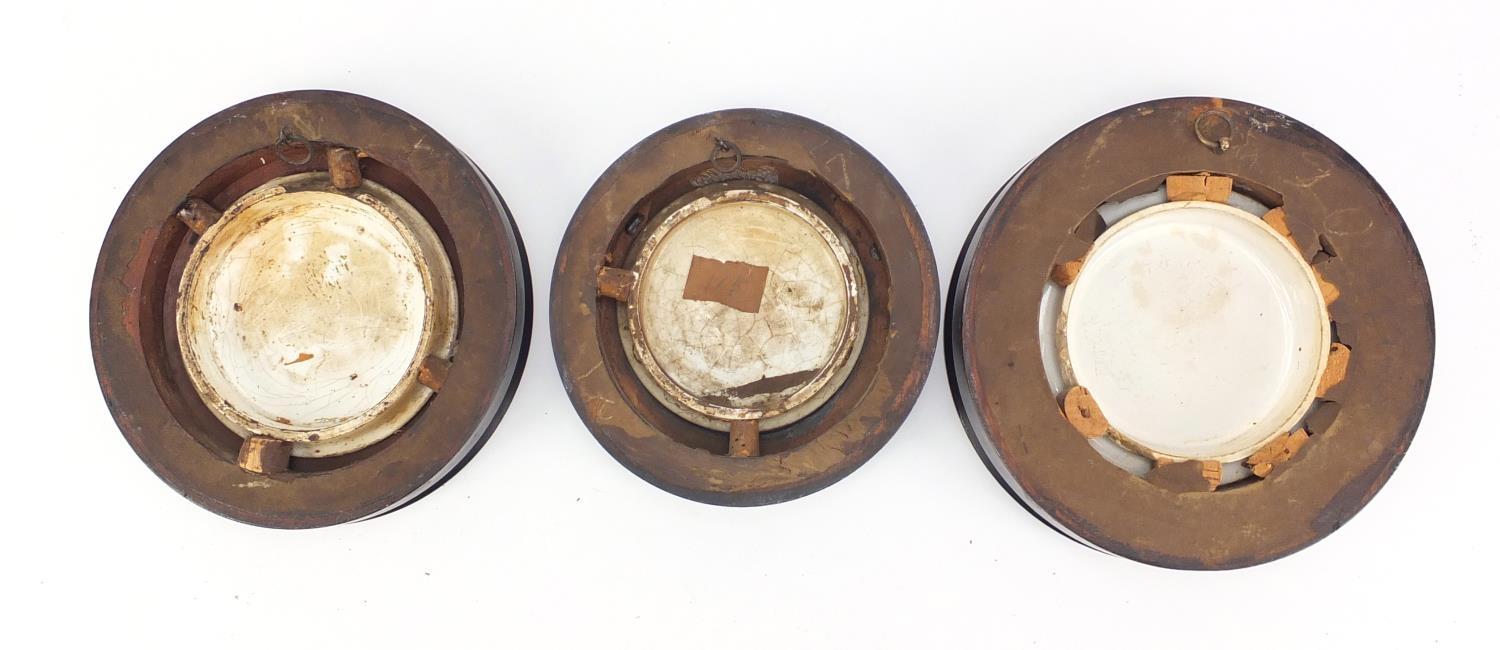 Three Victorian Prattware pot lids housed in ebonised frames comprising Crystal Palace, Interior - Image 6 of 6