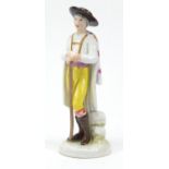 Early Herend hand painted porcelain figure of a shepherd, 25cm high :For Further Condition Reports