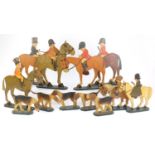 Early 20th century lithographic card hunting figures, each approximately 31.5cm high :For Further
