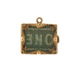 9ct gold emergency one pound note charm, 1.5cm in length, 3.3g :For Further Condition Reports Please